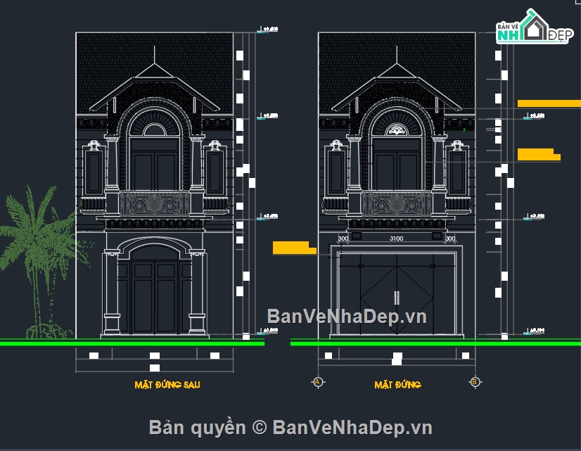 nhà phố 2 tầng 5x20m,nhà 2 tầng mái thái,Bản vẽ nhà phố 2 tầng mái thái 5x20m,bản vẽ nhà phố