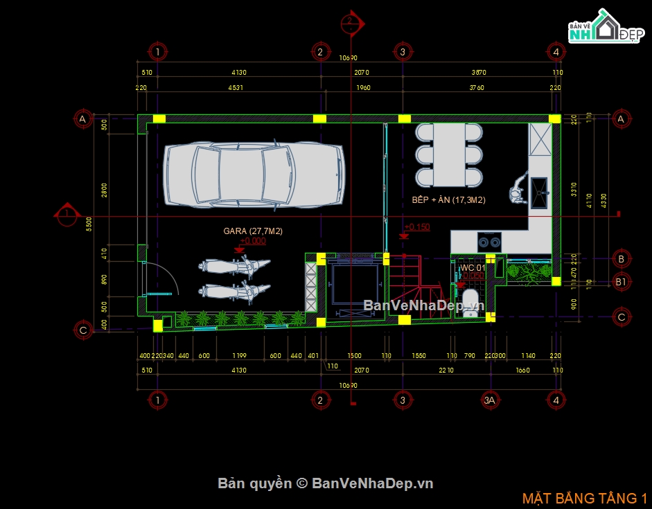Bản vẽ nhà phố 3 tầng,bản vẽ nhà phố 3 tầng cad,nhà phố 3 tầng cad,nhà phố 3 tầng 1 tum