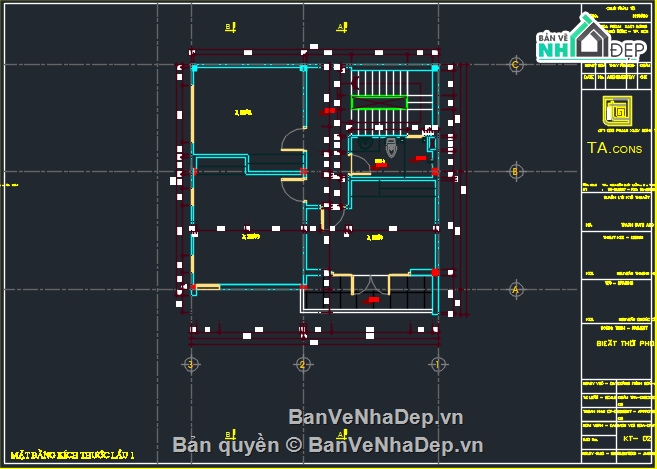 Bản vẽ nhà phố đẹp,Bản vẽ nhà phố nền đôi đẹp,Bản vẽ nhà phố 3 tầng đẹp