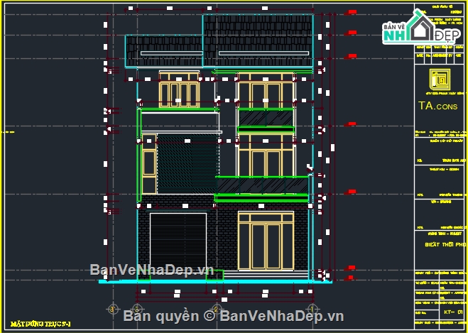 Bản vẽ nhà phố đẹp,Bản vẽ nhà phố nền đôi đẹp,Bản vẽ nhà phố 3 tầng đẹp