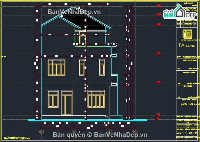 Bản vẽ nhà phố đẹp,Bản vẽ nhà phố nền đôi đẹp,Bản vẽ nhà phố 3 tầng đẹp