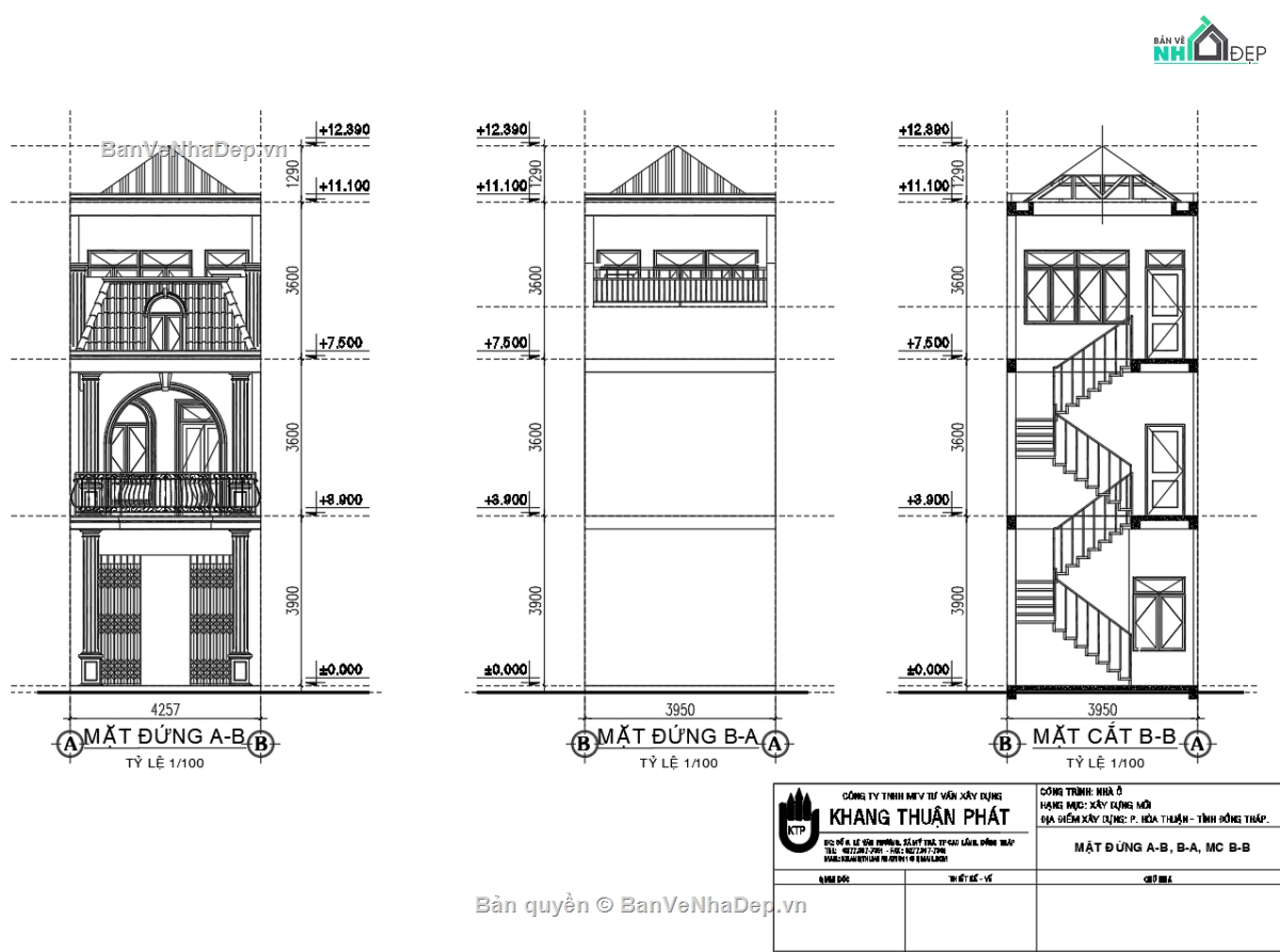 Bản vẽ nhà phố đẹp,Bản vẽ nhà phố tân cổ điển,Bản vẽ nhà phố 3 tầng tân cổ điển