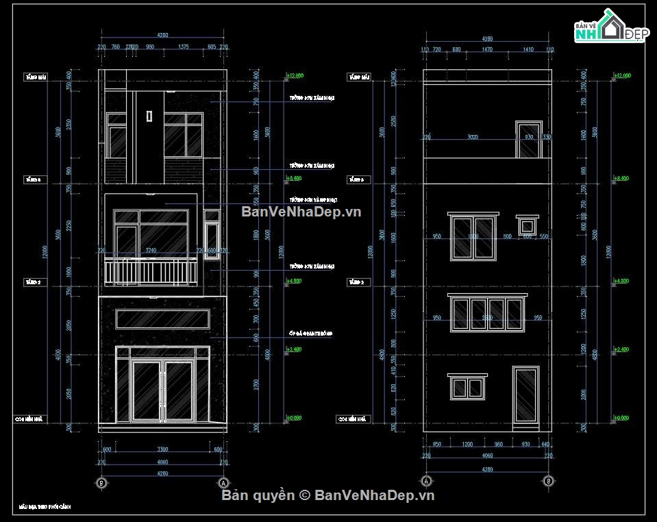 nhà ống 3 tầng 4.3x16m,thiết kế nhà phố 3 tầng,nhà phố mặt tiền 4.3m,bản vẽ nhà phố 3 tầng,nhà phố 3 tầng