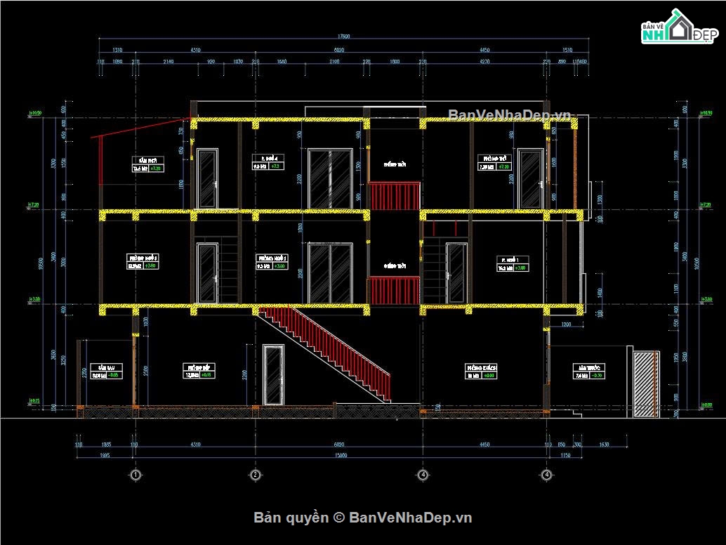 thiết kế nhà phố 3 tầng,hồ sơ nhà phố full,bản vẽ nhà phố 3 tầng,nhà phố 3 tầng file cad
