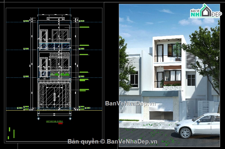 nhà 3 tầng,kiến trúc 3 tầng,bản vẽ nhà 3 tầng