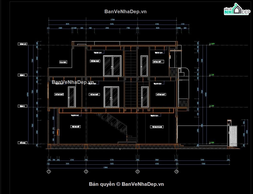 hồ sơ thiết kế nhà 3 tầng,bản vẽ kiến trúc nhà phố,bản vẽ kết cấu nhà phố,nhà phố 3 tầng