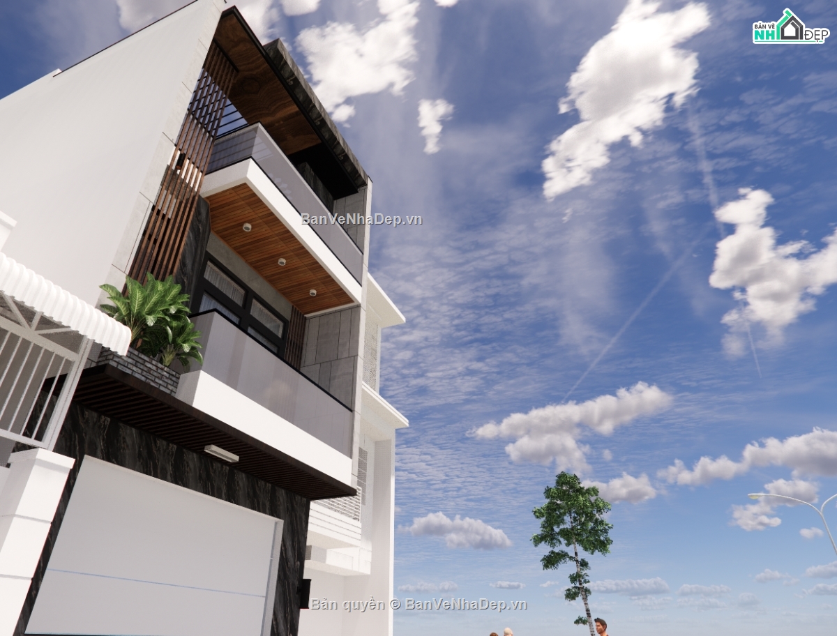 Bản vẽ  sketchup nhà phố,bản vẽ nhà phố 3 tầng,nhà phố 3 tầng,file cad nhà phố 3 tầng