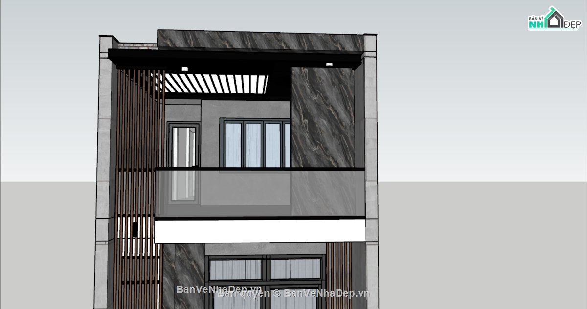 Bản vẽ  sketchup nhà phố,bản vẽ nhà phố 3 tầng,nhà phố 3 tầng,file cad nhà phố 3 tầng