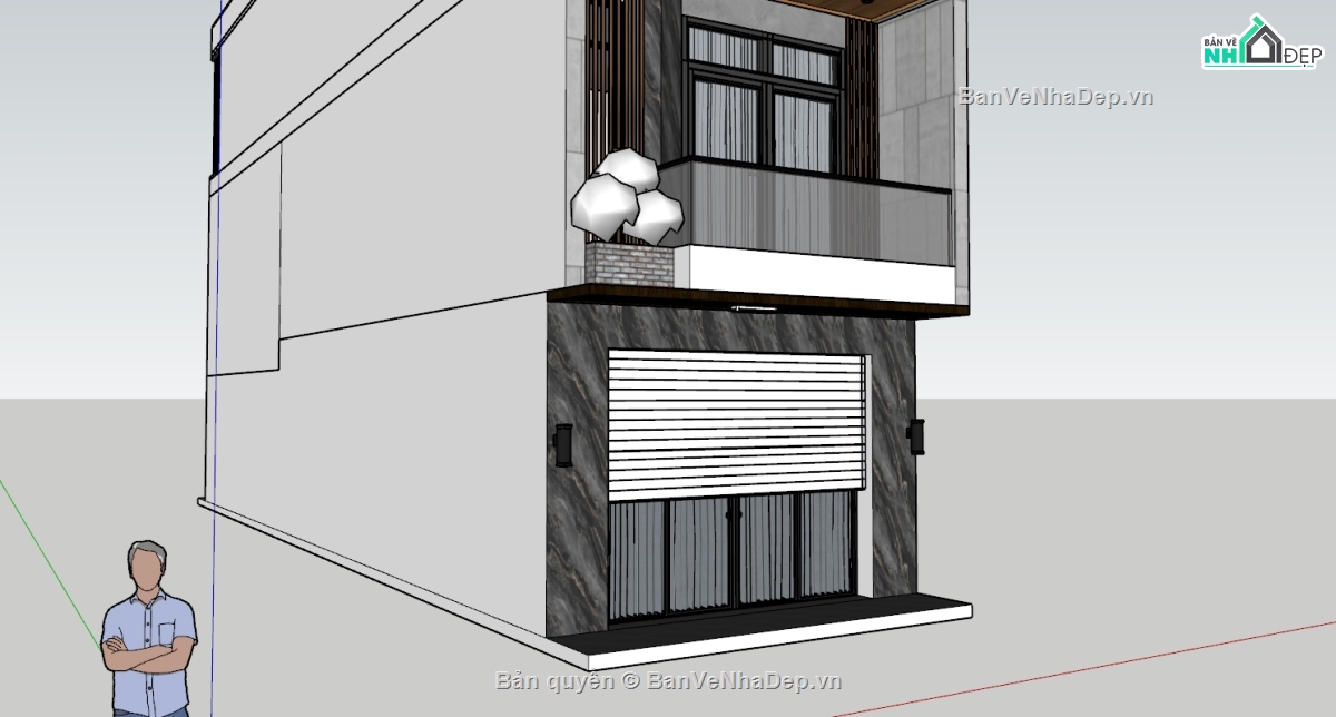 Bản vẽ  sketchup nhà phố,bản vẽ nhà phố 3 tầng,nhà phố 3 tầng,file cad nhà phố 3 tầng