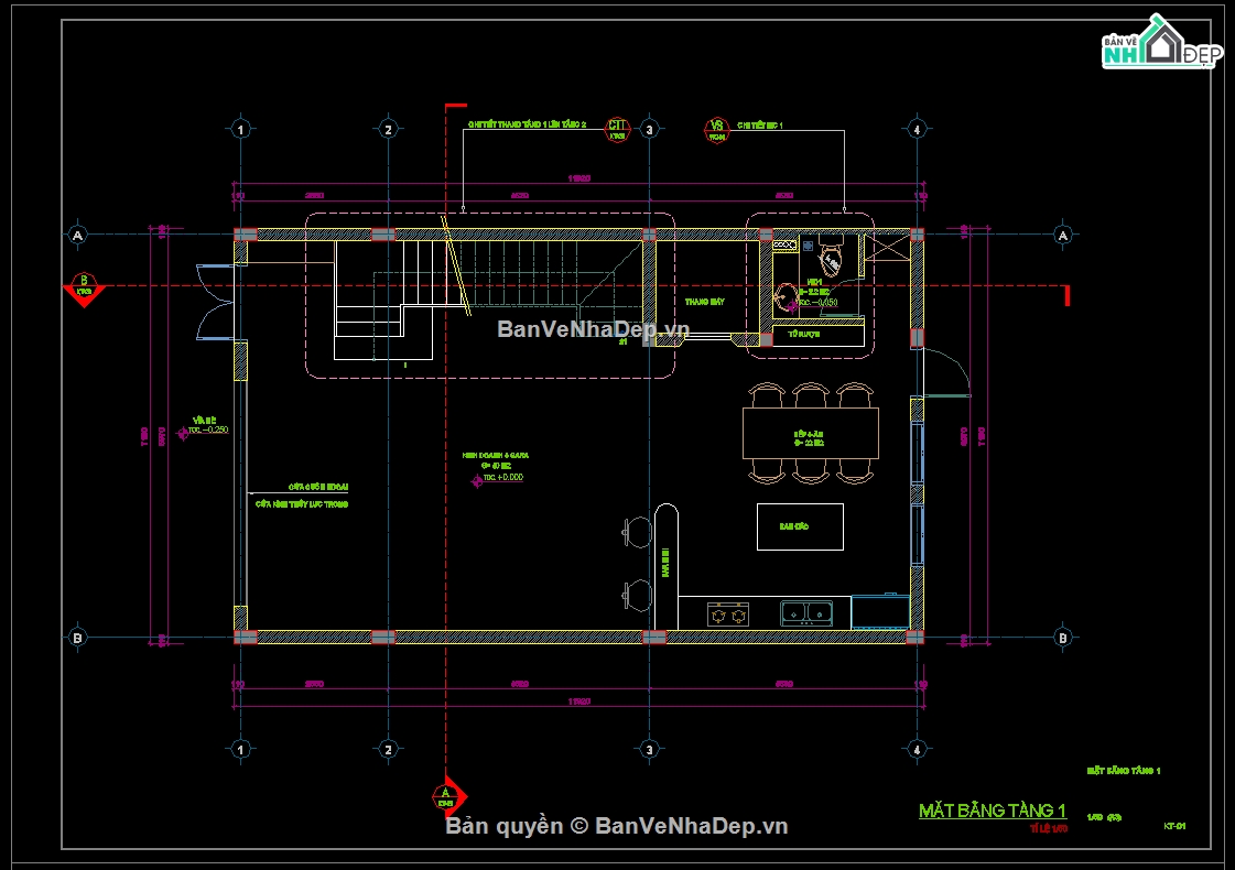 kiến trúc 4 tầng,cad nhà 4 tầng,cad nhà phố,bản vẽ nhà phố