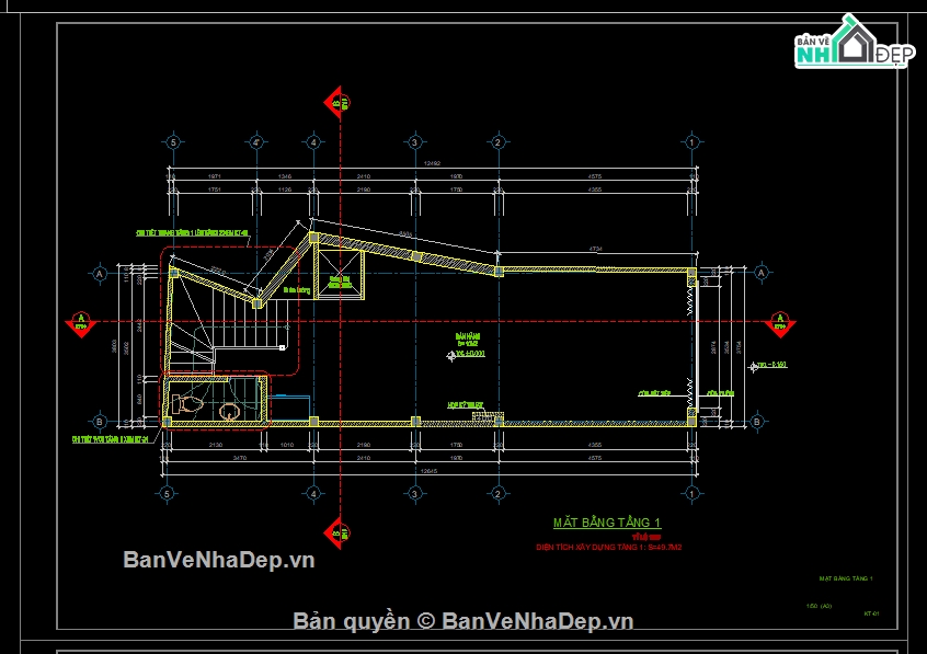 Bản vẽ nhà 4 tầng,nhà 4 tầng,Bản vẽ nhà phố 4 tầng,nhà phố 4 tầng 3.8x12.5m