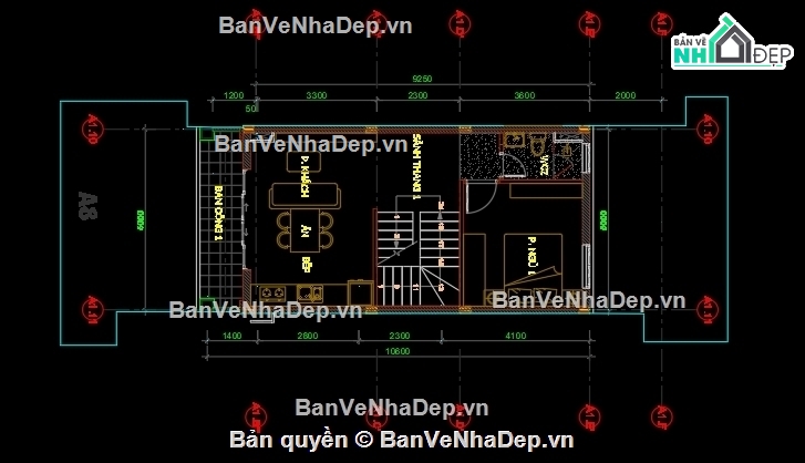 Bản vẽ nhà phố,điện nhà 4 tầng,Bản vẽ CAD nhà phố 4 tầng 5x16m ( kiến trúc,kết cấu,điện nước),kiến trúc 5 tầng