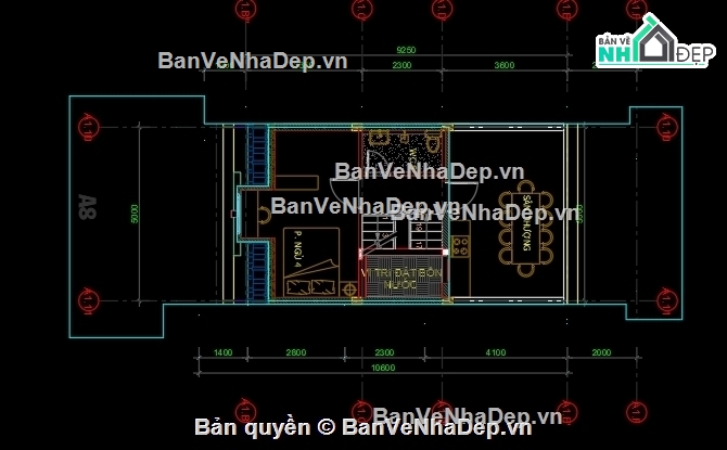 Bản vẽ nhà phố,điện nhà 4 tầng,Bản vẽ CAD nhà phố 4 tầng 5x16m ( kiến trúc,kết cấu,điện nước),kiến trúc 5 tầng