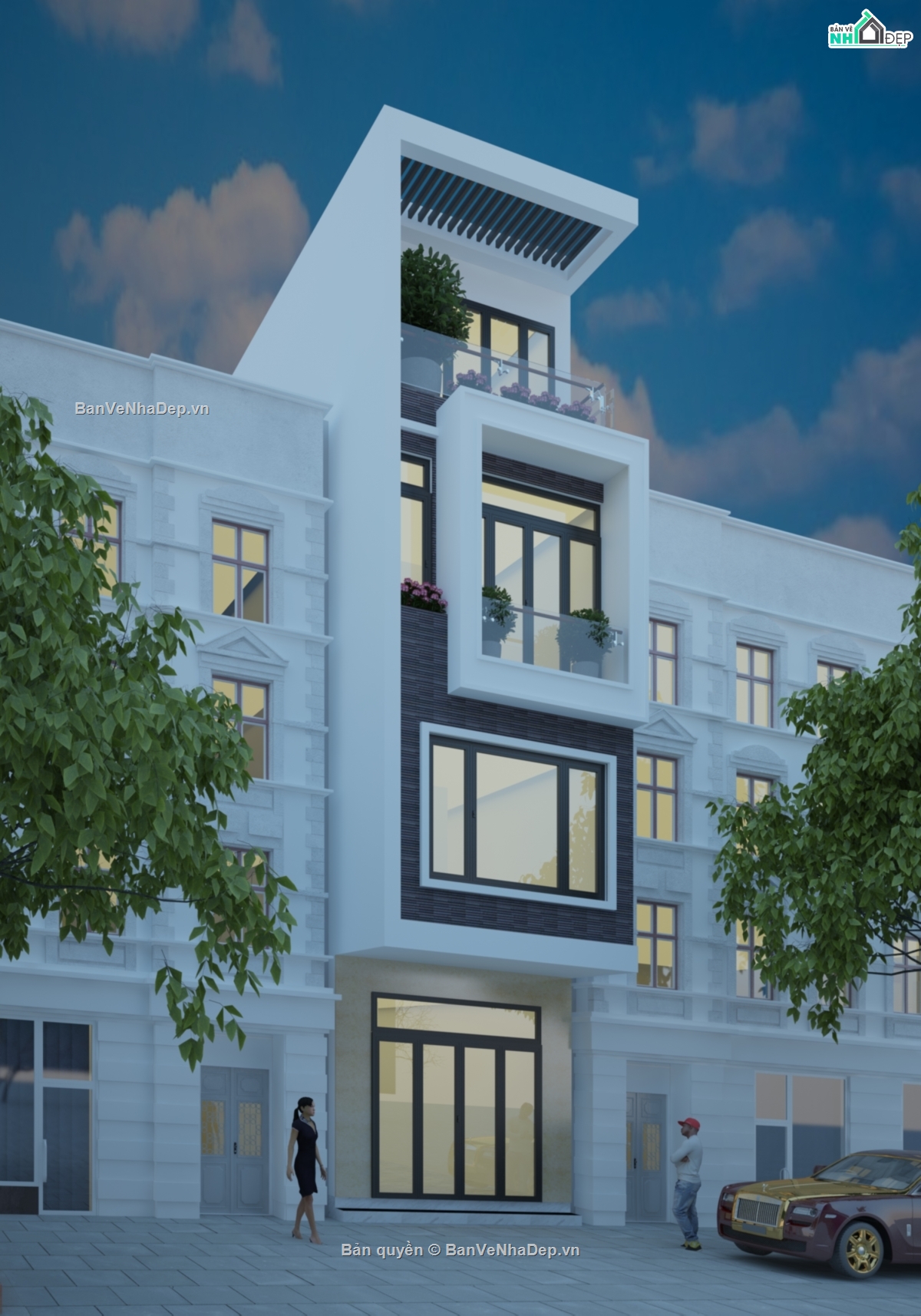 bản vẽ nhà phố 4 tầng,mẫu nhà phố 4 tầng,file cad nhà phố 4 tầng,thiết kế nhà phố 4 tầng