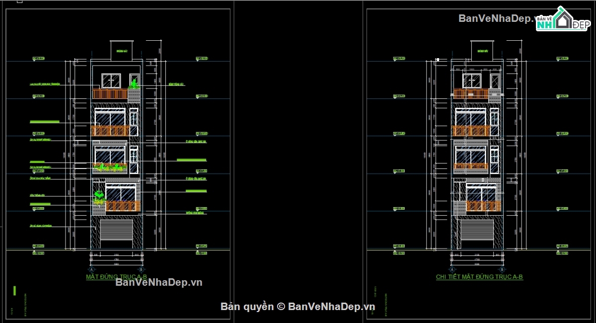 nhà phố 5 tầng,bản vẽ nhà phố 5 tầng,cad nhà phố