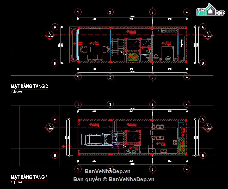 Bản vẽ nhà phố,nhà 5 tầng,nhà phố kích thước 5x15m