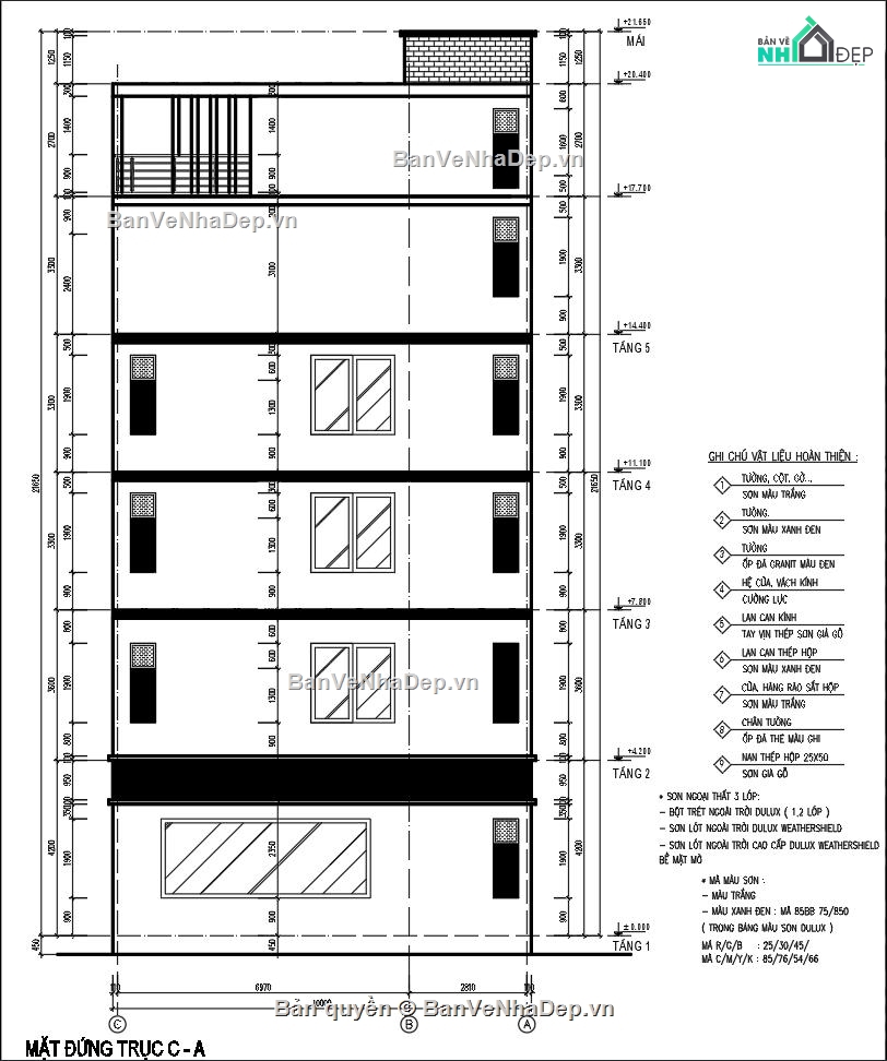 Bản vẽ nhà phố 6 tầng,Bản vẽ nhà phố đẹp,Bản vẽ nhà nền đôi