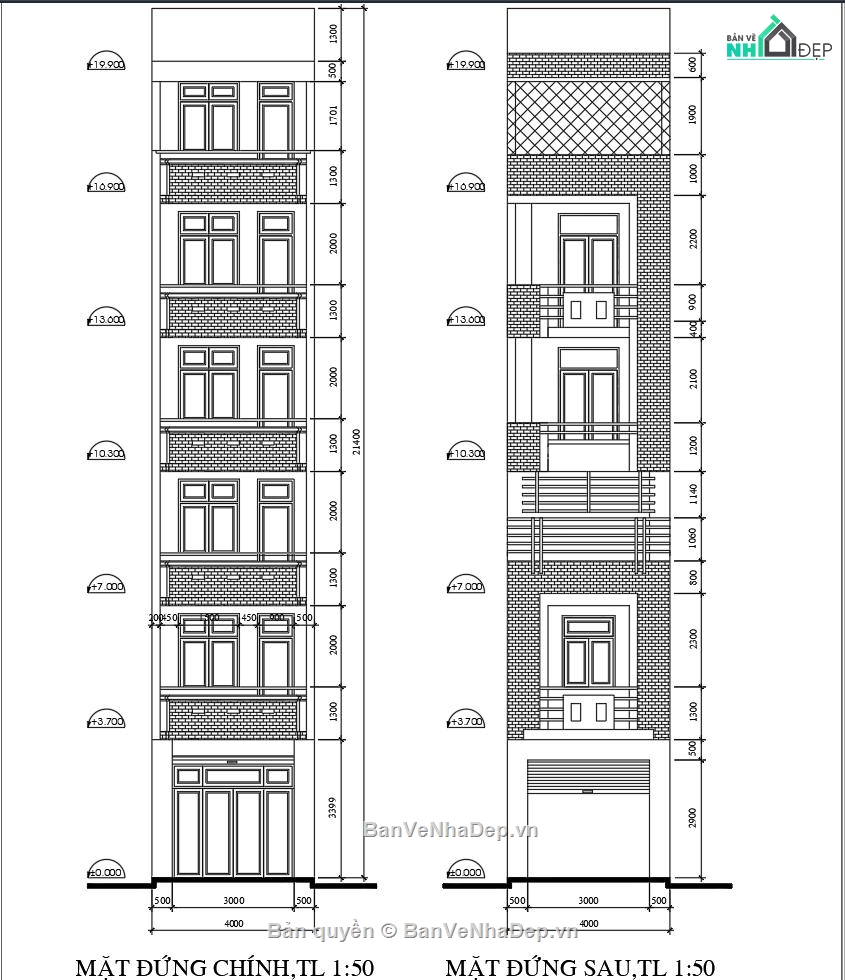 Bản vẽ nhà phố đẹp,Bản vẽ nhà phố 6 tầng,Bản vẽ nhà phố hiện đại