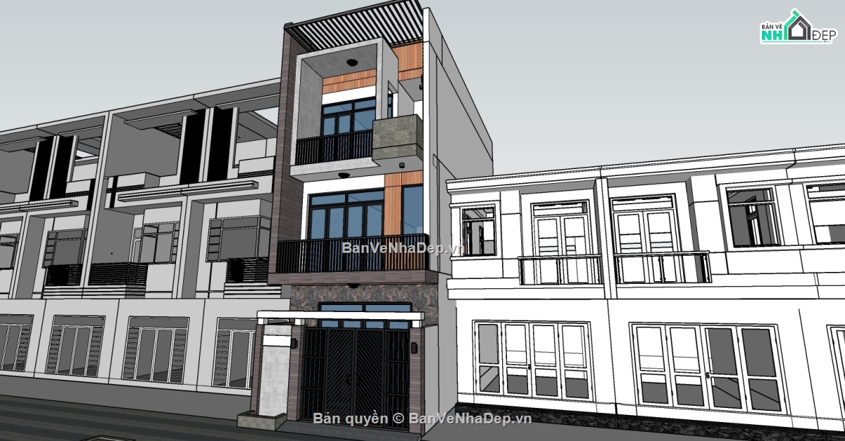 bản vẽ nhà phố 3 tầng,nhà phố 3 tầng,nhà phố 5.2x11.6m,thiết kế nhà phố 3 tầng