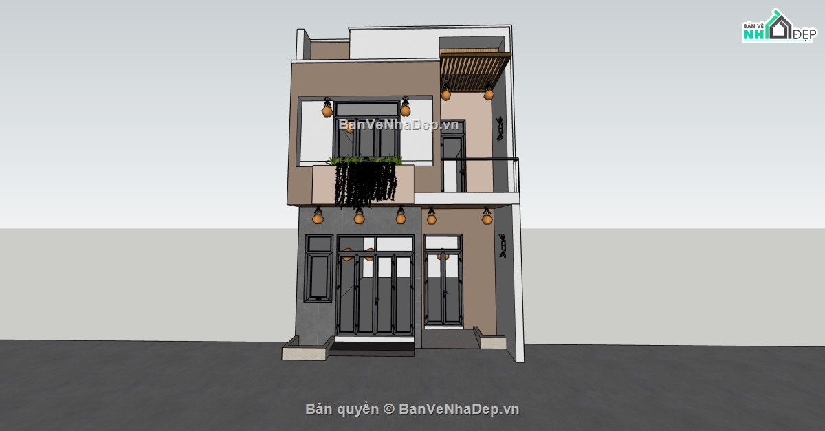 nhà phố 6m,nhà phố kích thước 6 x 8m,nhà
