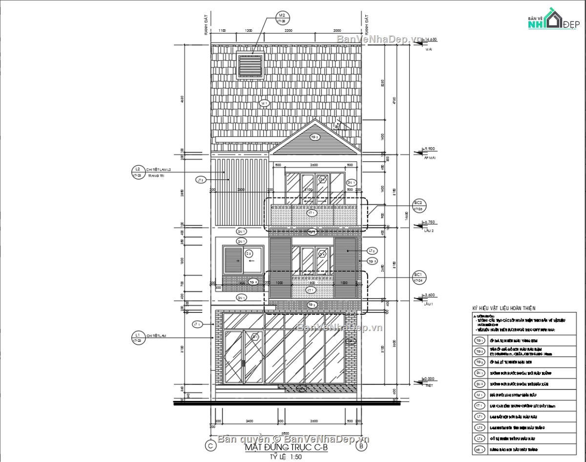 Bản vẽ nhà phố đẹp,Bản vẽ nhà phố mái thái đẹp,Bản vẽ nhà phố 3 tầng