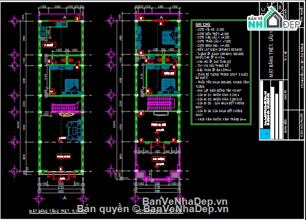 nhà phố mái thái đẹp,Bản vẽ nhà phố,Bản vẽ nhà phố 2 tầng