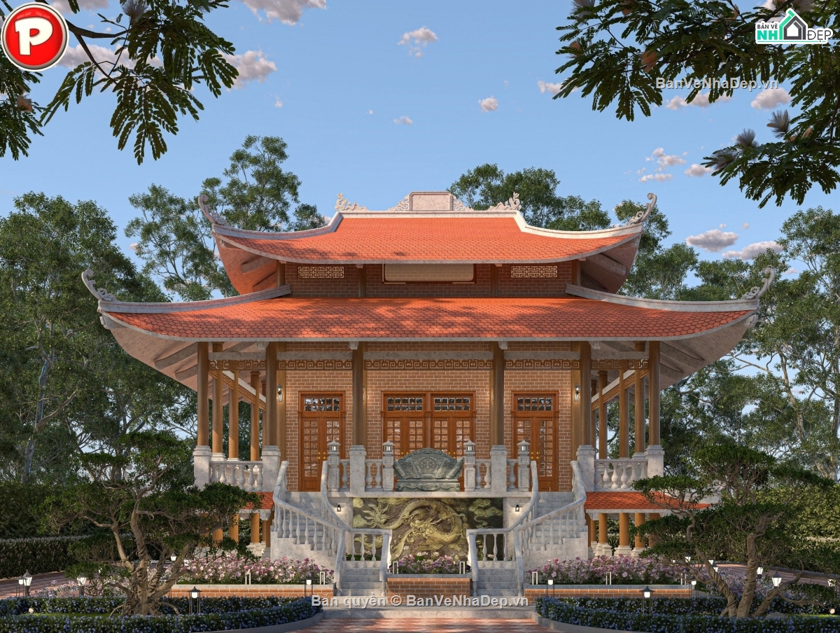 Bản vẽ nhà thờ họ,Bản vẽ nhà thờ họ đẹp,Bản vẽ nhà thờ họ 2 tầng