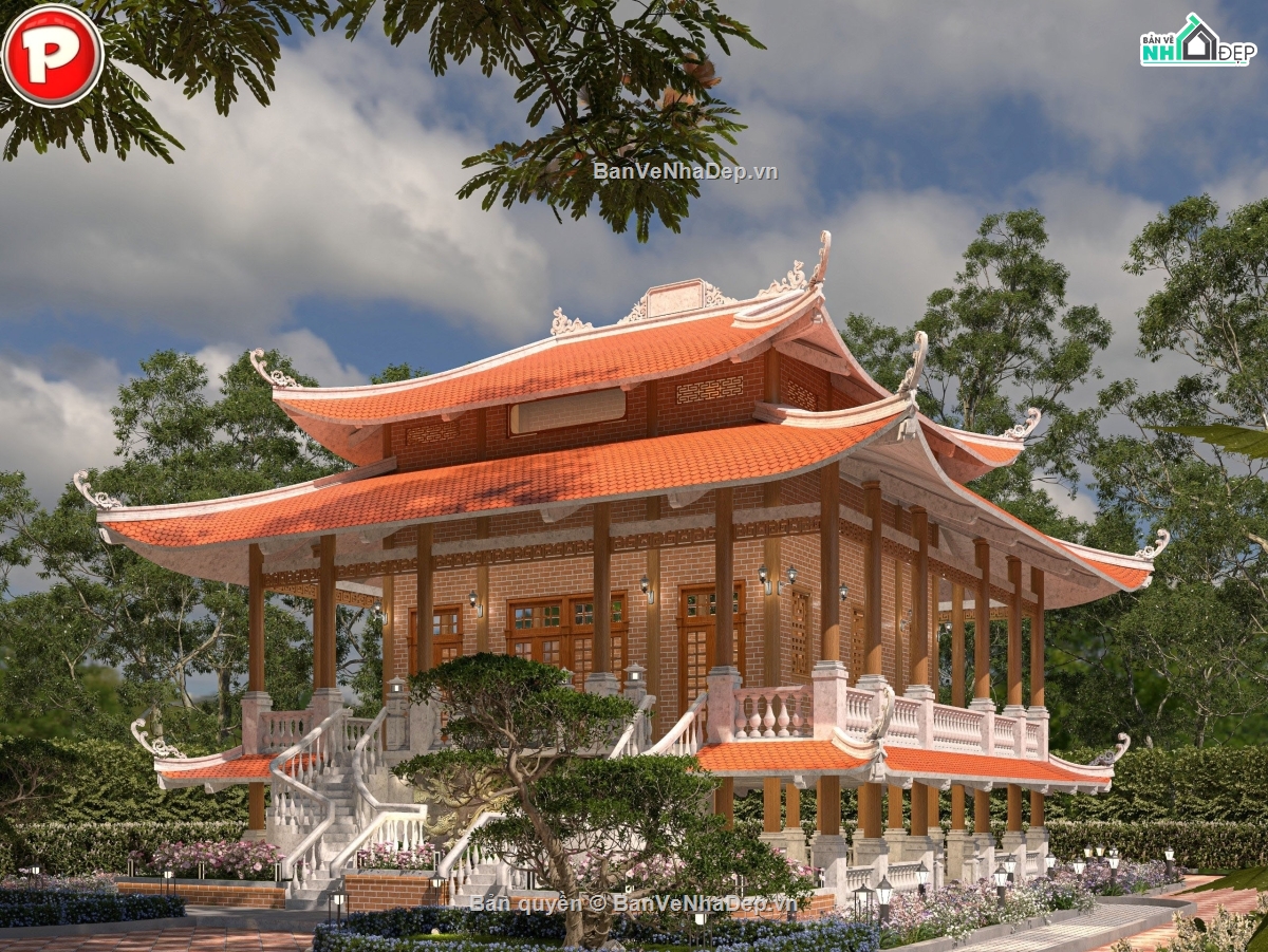 Bản vẽ nhà thờ họ,Bản vẽ nhà thờ họ đẹp,Bản vẽ nhà thờ họ 2 tầng