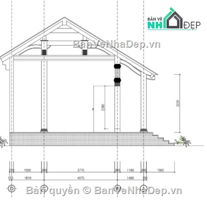 nhà thờ họ 5 gian,file cad nhà thờ họ 5 gian,nhà thờ họ 5 gian file cad