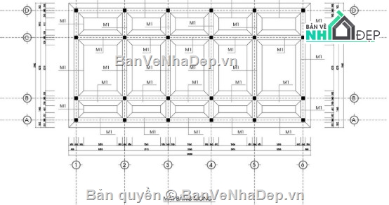 nhà thờ họ 5 gian,file cad nhà thờ họ 5 gian,nhà thờ họ 5 gian file cad