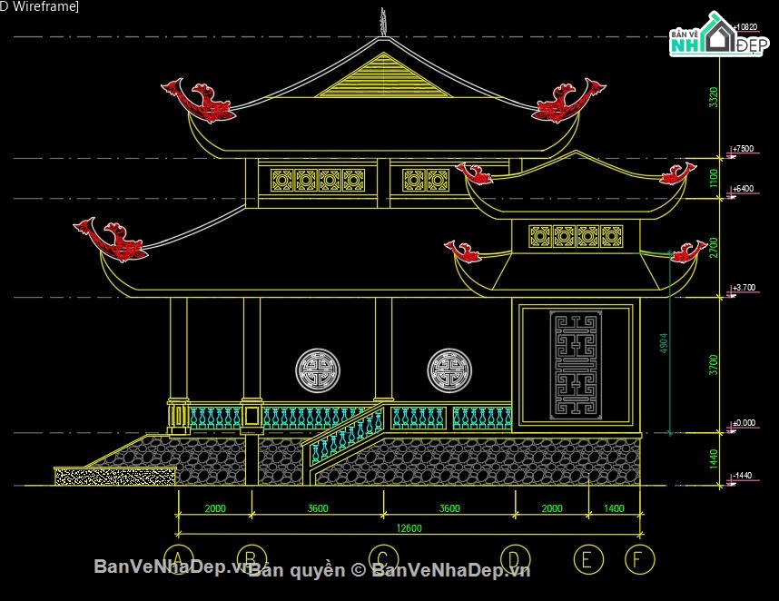 nhà thờ,Đền thờ,Bản vẽ nhà thờ tộc,Bản vẽ nhà thờ full kiến trúc kết cấu,Bản vẽ Full kiến trúc kết cấu nhà thờ tộc.,Bả vẽ đền thờ