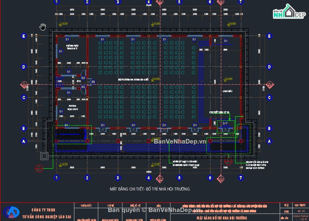 nhà văn hóa,thiết kế hội trường,nhà văn hóa xã,bản vẽ nhà văn hóa xã,cad nhà văn hóa xã