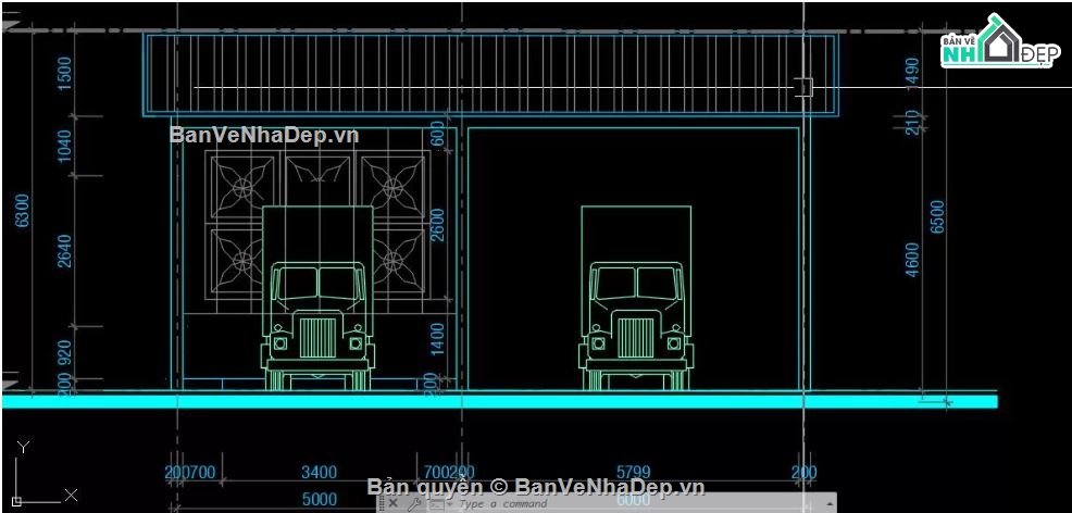 Bản vẽ xe tải,Bản vẽ nhà xe,Bản vẽ nhà để xe máy