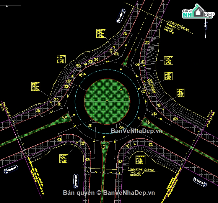 bản vẽ nút giao vòng xuyến,Nút giao vòng xuyến,Nút giao cùng mức,đồng mức nút giao,San nền nút giao