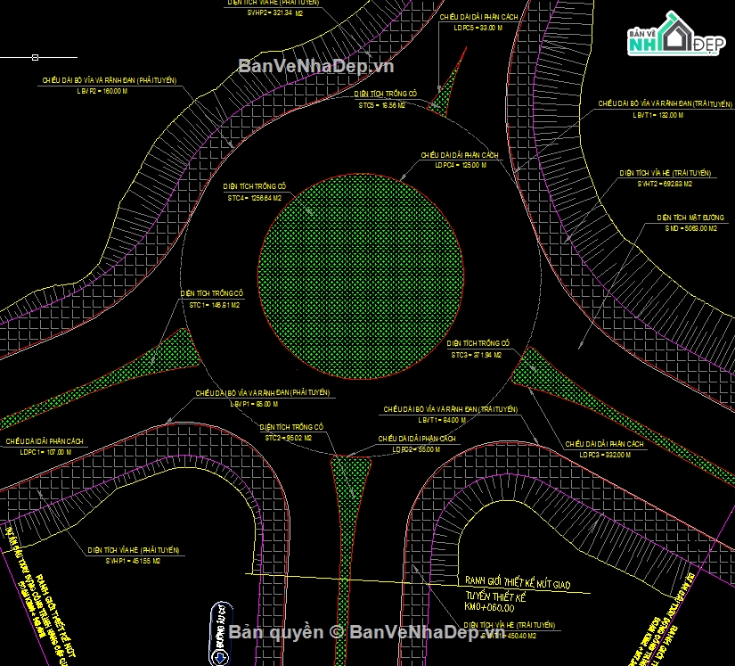 bản vẽ nút giao vòng xuyến,Nút giao vòng xuyến,Nút giao cùng mức,đồng mức nút giao,San nền nút giao