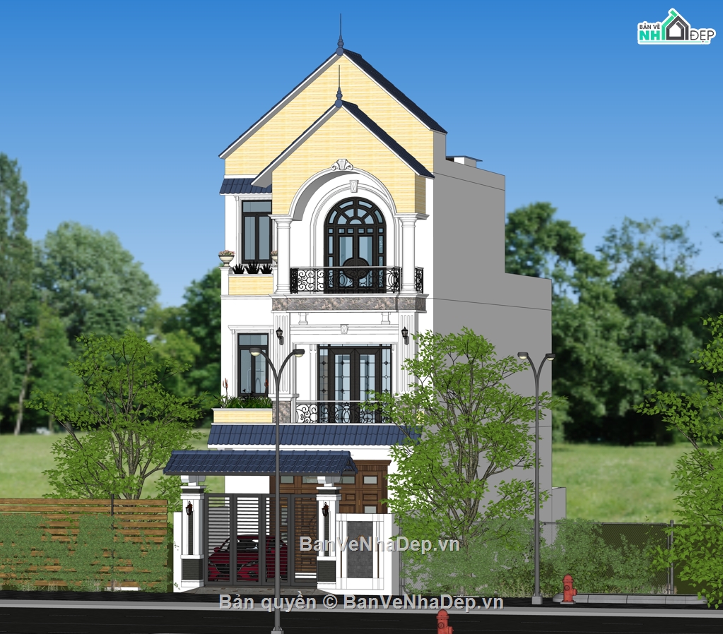 Nhà phố 3 tầng,Nhà phố 3 tầng đẹp,Nhà phố đẹp,Nhà 3 tầng có giếng trời,Nhà phố 3 tầng 6x20