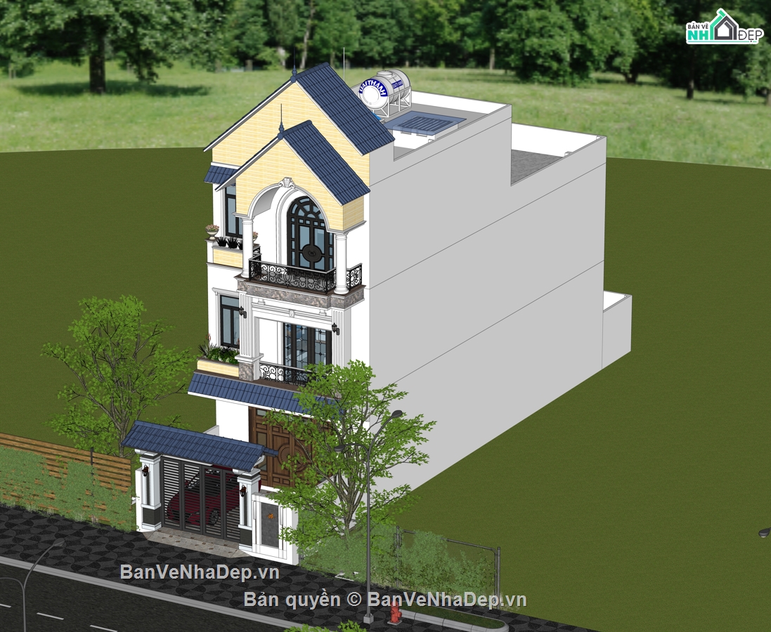 Nhà phố 3 tầng,Nhà phố 3 tầng đẹp,Nhà phố đẹp,Nhà 3 tầng có giếng trời,Nhà phố 3 tầng 6x20