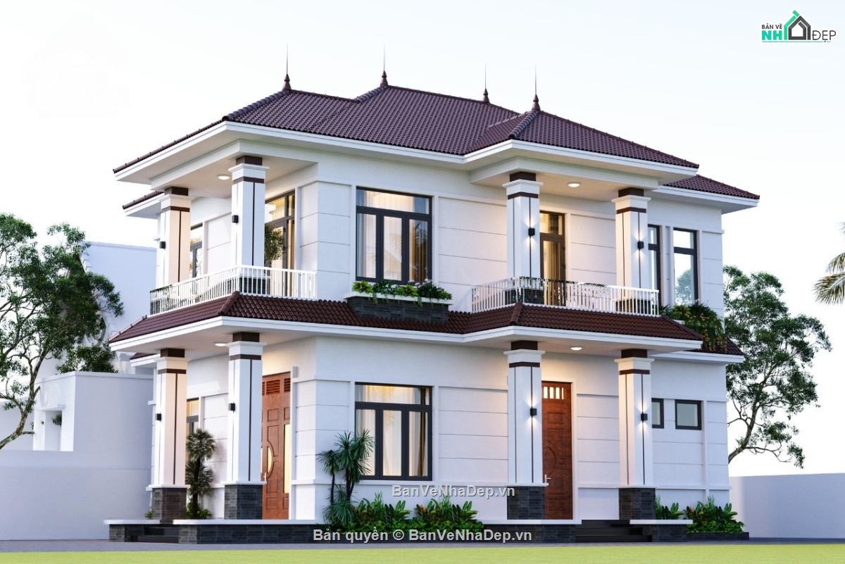 biệt thự revit,revit biệt thự 2 tầng,revit biệt thự mái nhật,file revit biệt thự đẹp,Biệt thự 2 tầng mái nhật