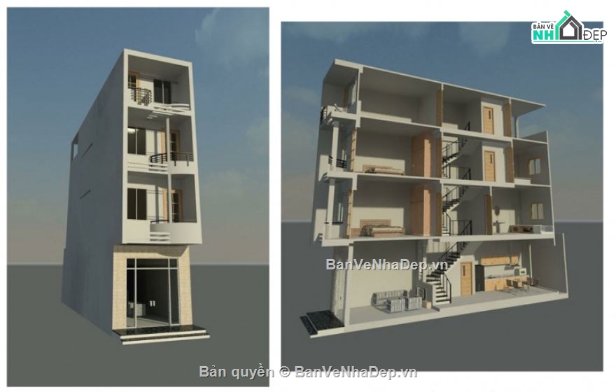 Bản vẽ nhà phố,thiết kế nhà 4 tầng,kiến trúc nhà phố