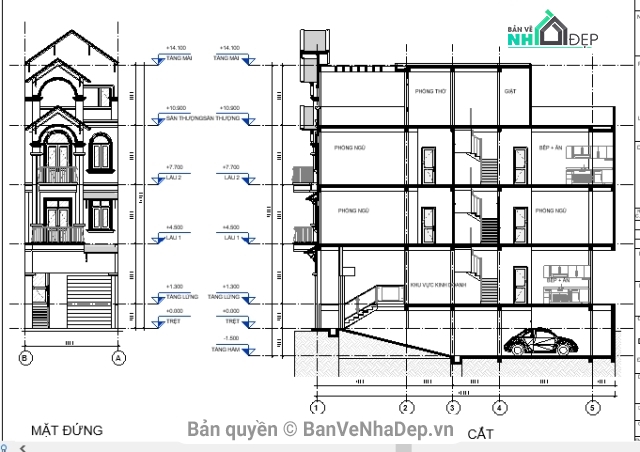 bản vẽ nhà phố 4 tầng,thiết kế nhà phố 4 tầng,revit nhà phố 4 tầng,nhà phố 4 tầng 5x16m,bản vẽ revit nhà phố 4 tầng