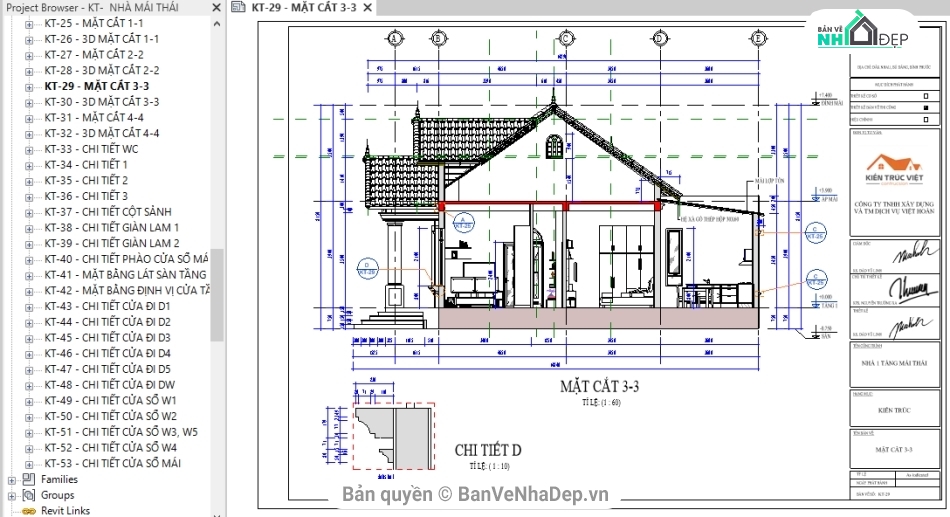 Revit biệt thự mái thái,file revit biệt thự mái thái,Bản vẽ revit biệt thự mái thái,bản vẽ revit biệt thự 1 tầng,biệt thự mái thái,biệt thư 1 tầng