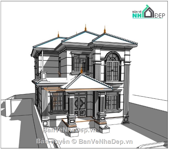 kiến trúc 2 tầng revit,revit biệt thự 2  tầng,mẫu biệt thự 2 tầng revit,biệt thự 2 tầng revit