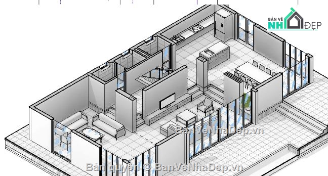 nhà phố 3 tầng,revit nhà phố 3 tầng 1 tum,file revit nhà phố 3 tầng