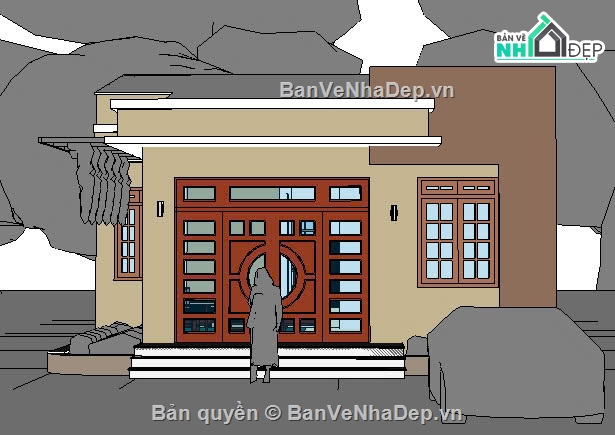 nhà vườn,nhà 1 tầng,nhà 1 tầng đẹp,nhà 1 tầng hiện đại,nhà vườn 8x16m