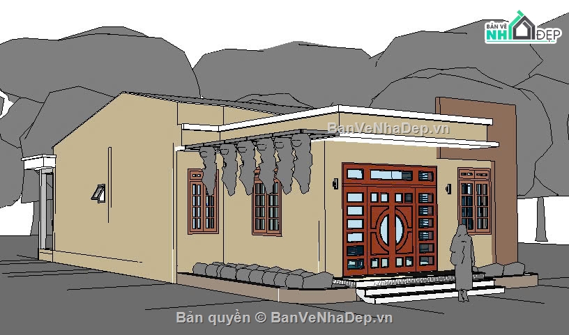 nhà vườn,nhà 1 tầng,nhà 1 tầng đẹp,nhà 1 tầng hiện đại,nhà vườn 8x16m