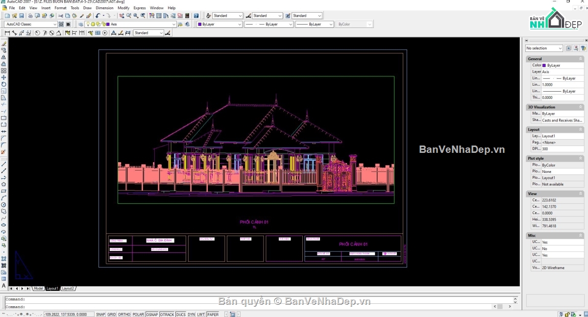 nhà vườn,bản vẽ revit biệt thự mái nhật