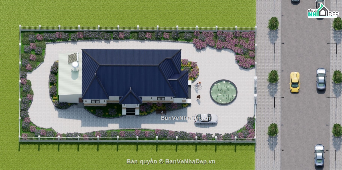 nhà vườn,bản vẽ revit biệt thự mái nhật