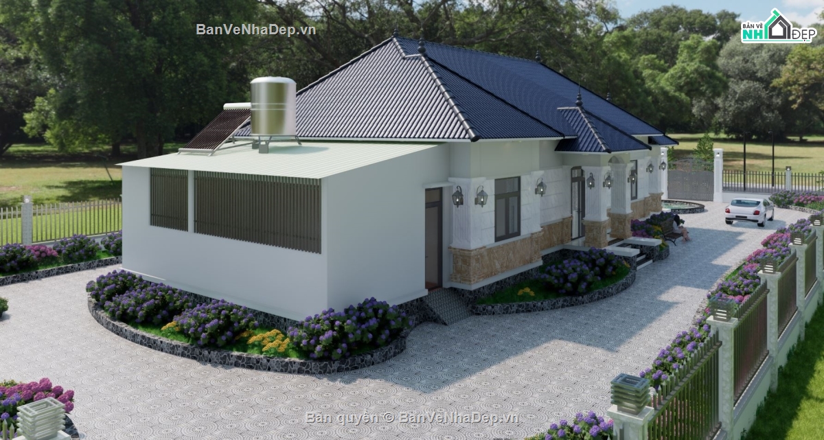 nhà vườn,bản vẽ revit biệt thự mái nhật