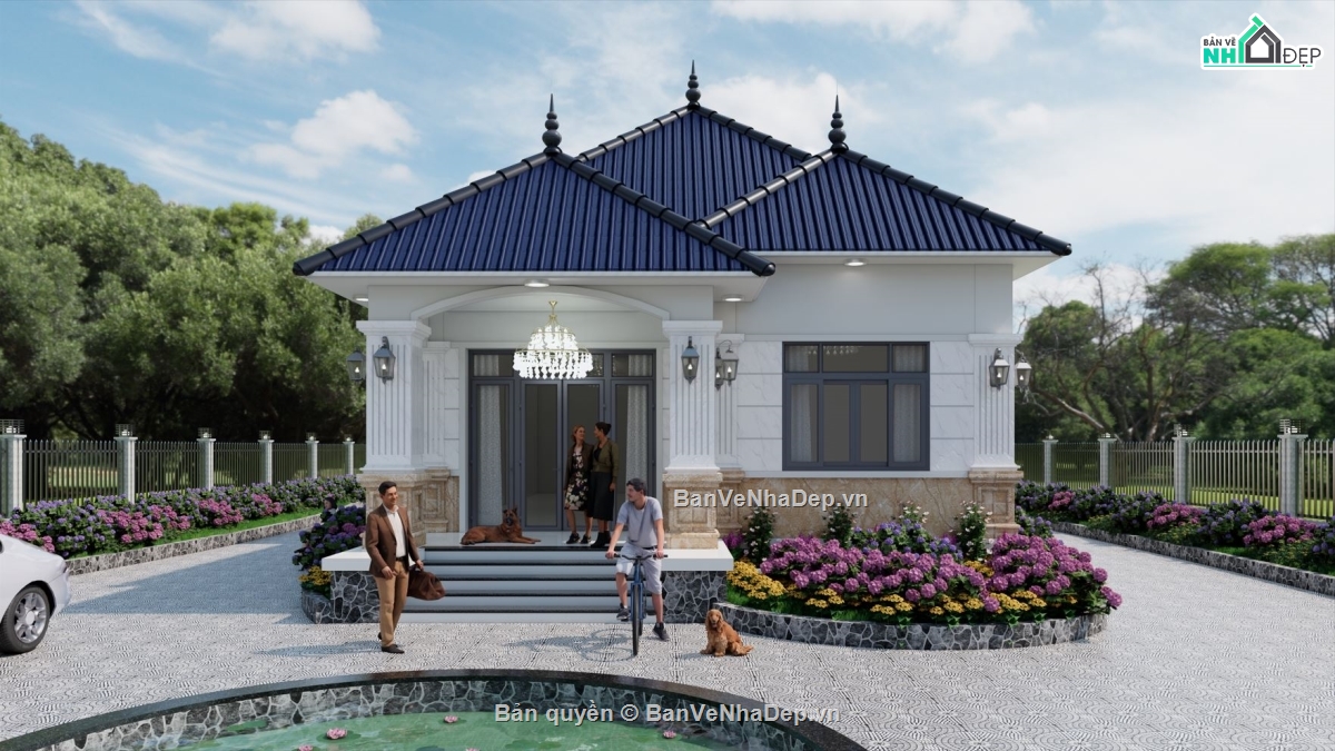 nhà vườn,bản vẽ revit biệt thự mái nhật