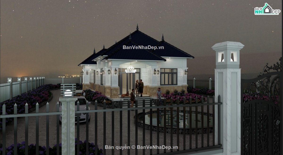 nhà vườn,bản vẽ revit biệt thự mái nhật